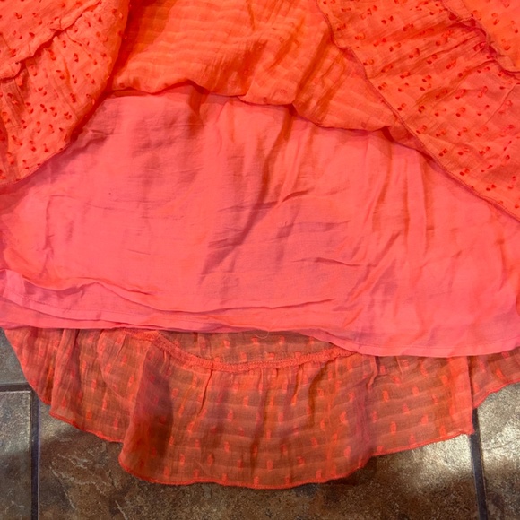 Anthropologie Ranna Gill Embroidered Tunic Dress Orange Floral Swiss Dots Sz L - Picture 6 of 9